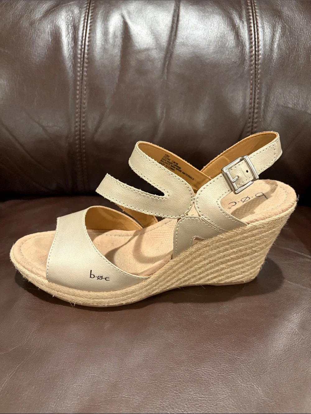 b.o.c. Women's Neutral Strappy Espadrille Wedge Sandals